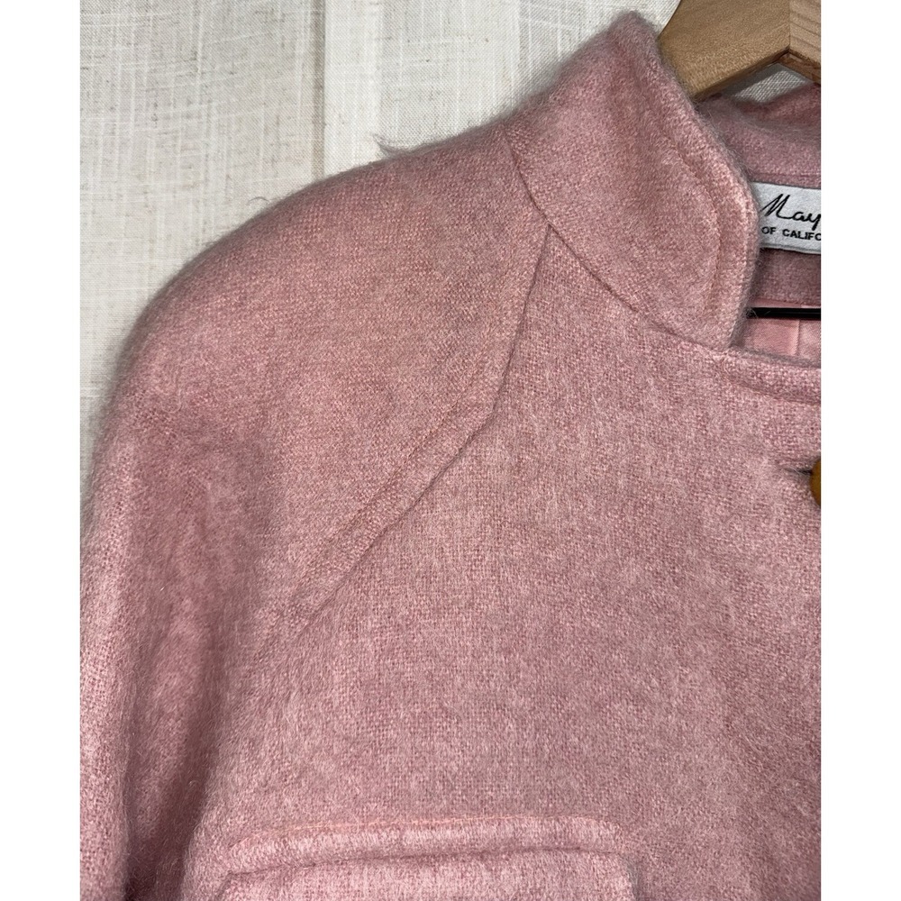 Vintage Mayfair of California USA Pink Mohair Jacket Coat 60's Wool Women's L - Picture 2 of 8